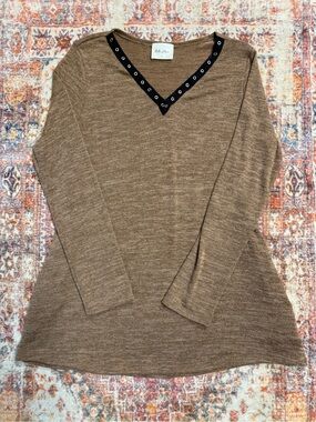 Ella Mara Brown Tunic Knit Top w/ Pockets Size Large